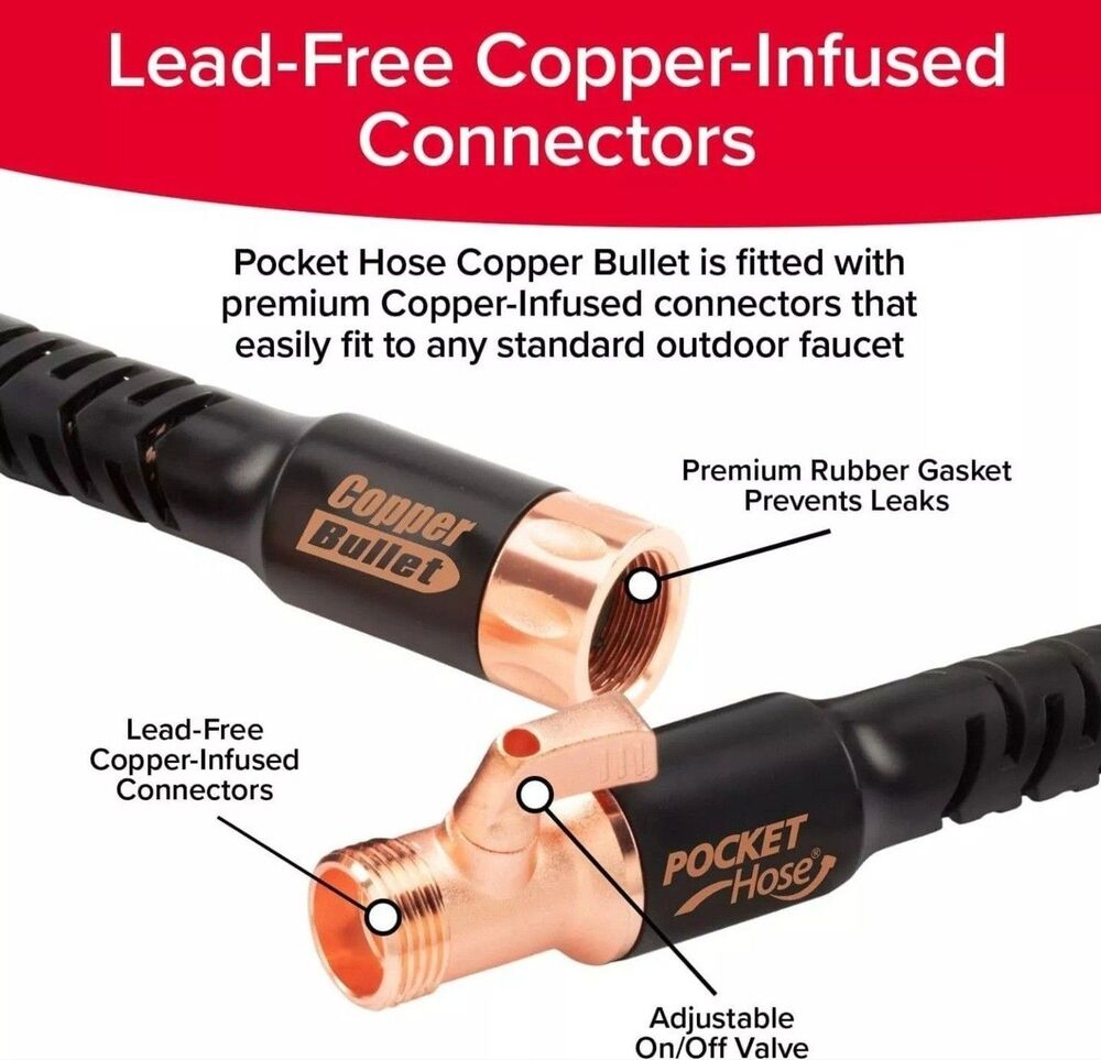 Share Pocket Hose Copper Bullet Expandable 25 Ft with Thumb Nozzle As Seen on TV - Picture 8 of 10